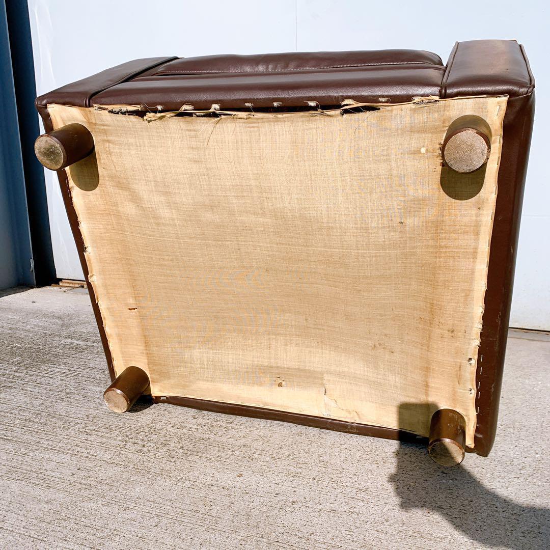 【送料無料】Karimoku カリモク レザー 1人掛けソファ 昭和レトロ 茶①