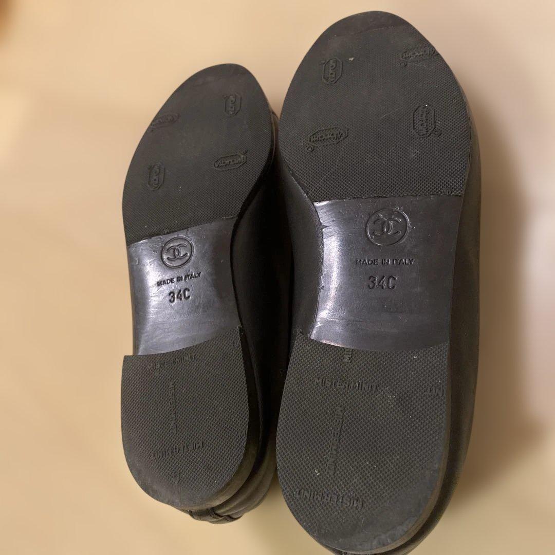 CHANEL ブラック バレエシューズ 34C