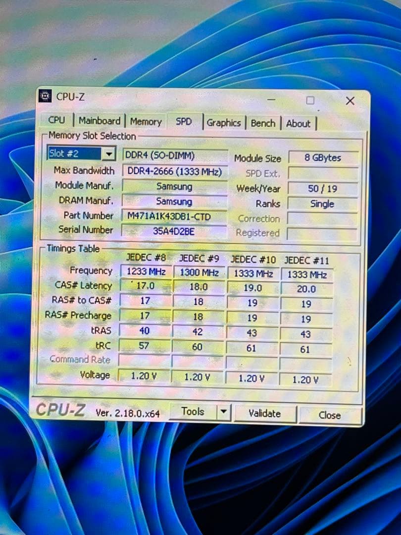 DDR4 16GB 2666MHz　(8GB✕2枚) ノートパソコン用