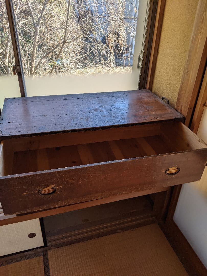 アンティーク/木製引き出し 2段 ダークブラウン/昭和レトロ/即購入歓迎/タンス