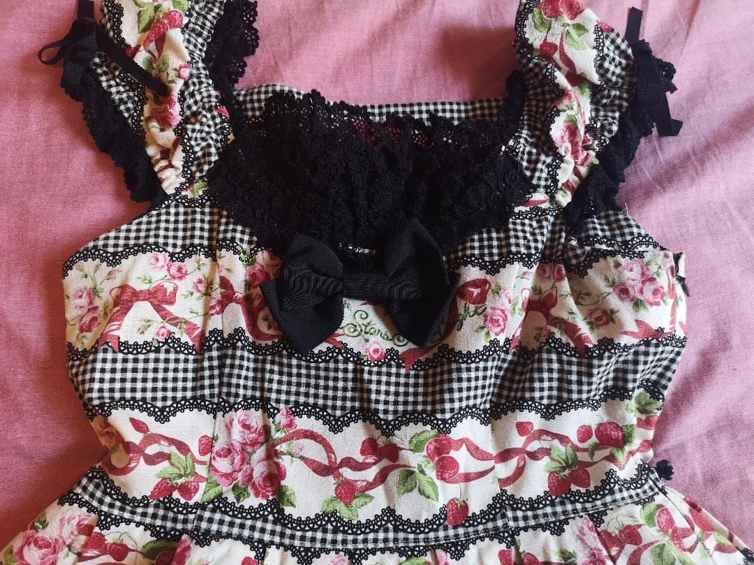 ベイビーザスターズシャインブライト　ギンガムチェック　クロ　バラ