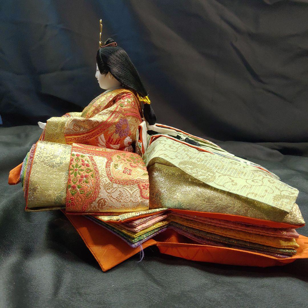 雛人形 京雛新王 平安 光寛作 特上七番 本帯地 正絹着物 未使用品