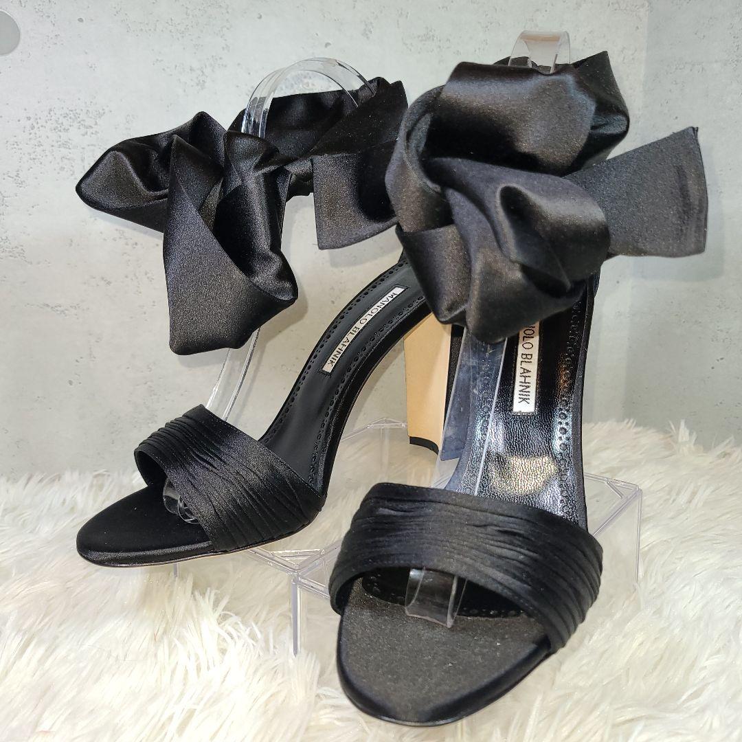 【MANLO BLAHNIK】MISAM　サテンリボン　ハイヒールサンダル