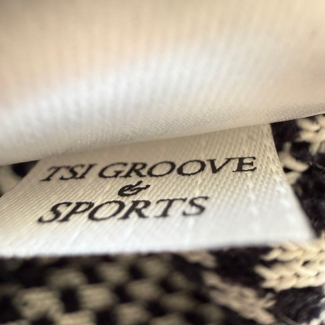 パーリーゲイツ　ニット　パーカー　M〜L相当　白　黒　チェック　総柄　4