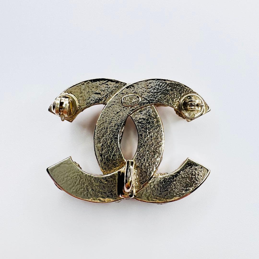 CHANEL ココマーク ビジュー ゴールド ブローチ コサージュ.