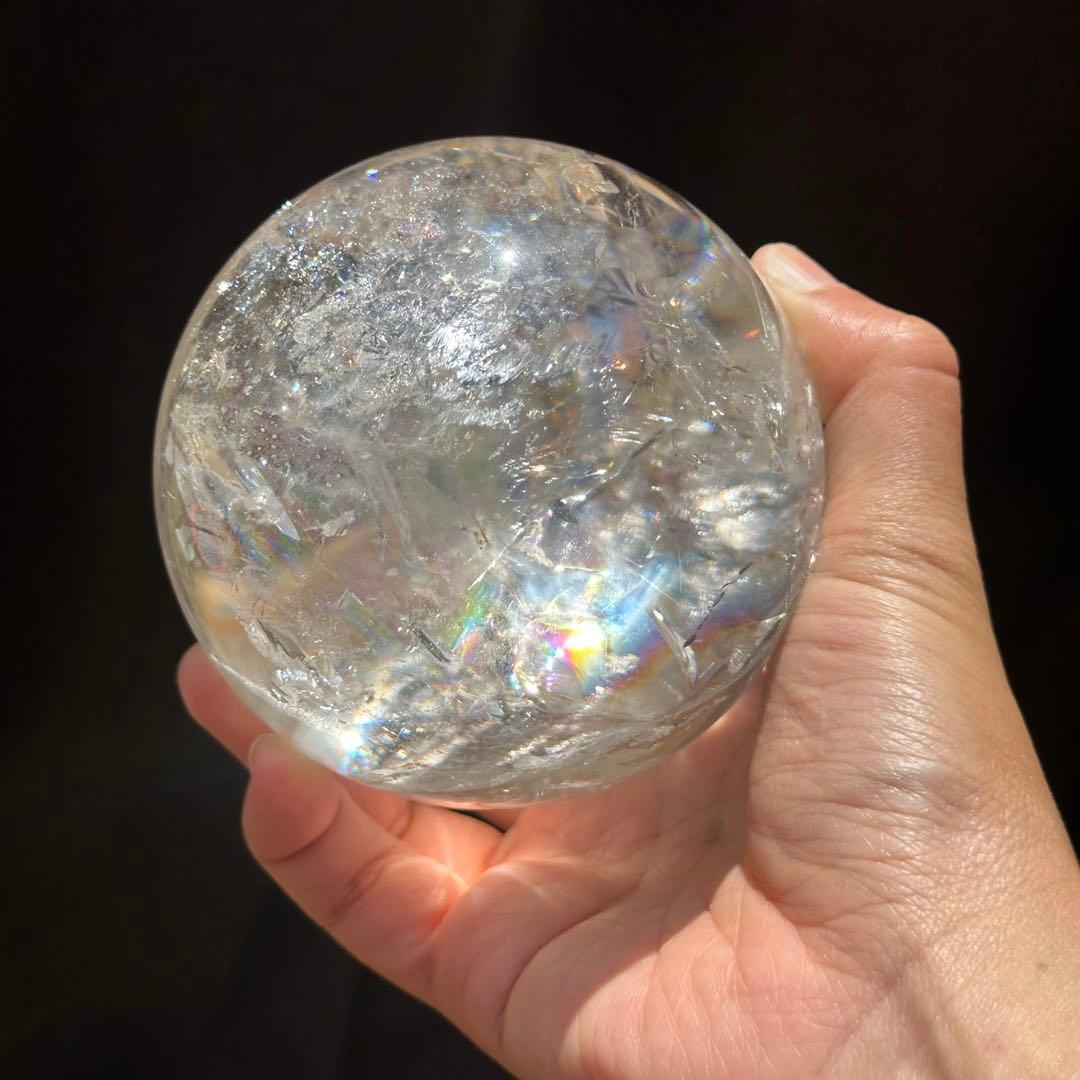 【アイリス スフィア】非加熱 虹入り 9cm 台座付き