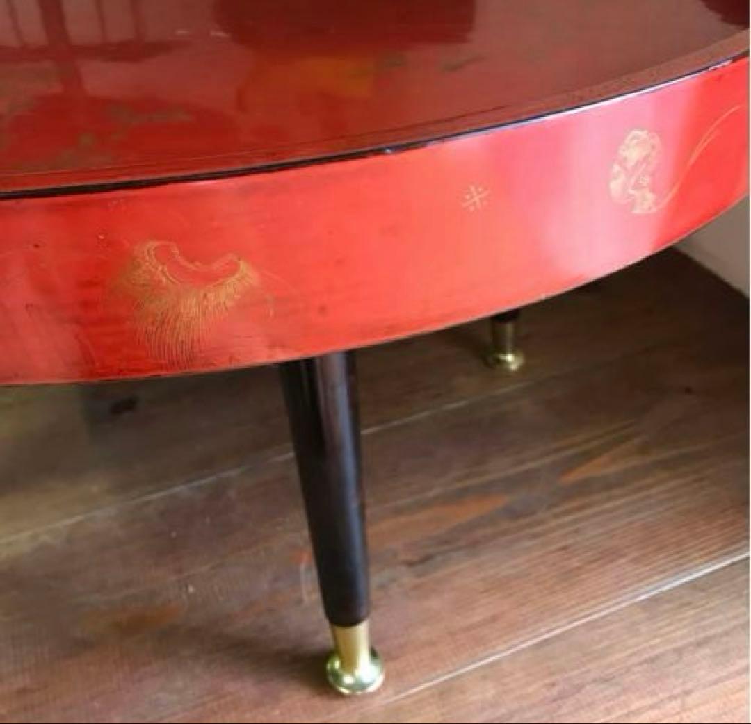 骨董　漆塗り　金彩　蒔絵　ちゃぶ台　飾り台　当時物　古道具　テーブル　脚取り外し