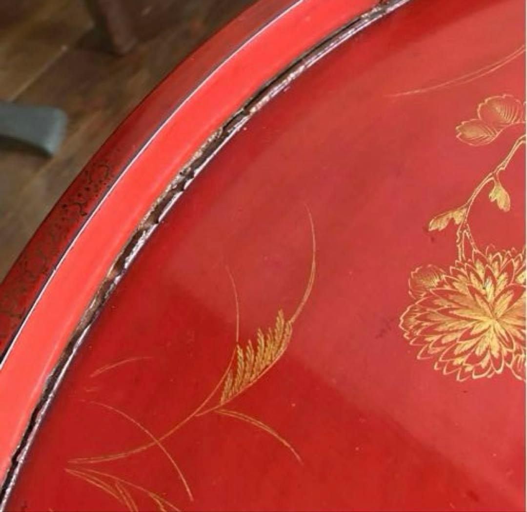 骨董　漆塗り　金彩　蒔絵　ちゃぶ台　飾り台　当時物　古道具　テーブル　脚取り外し