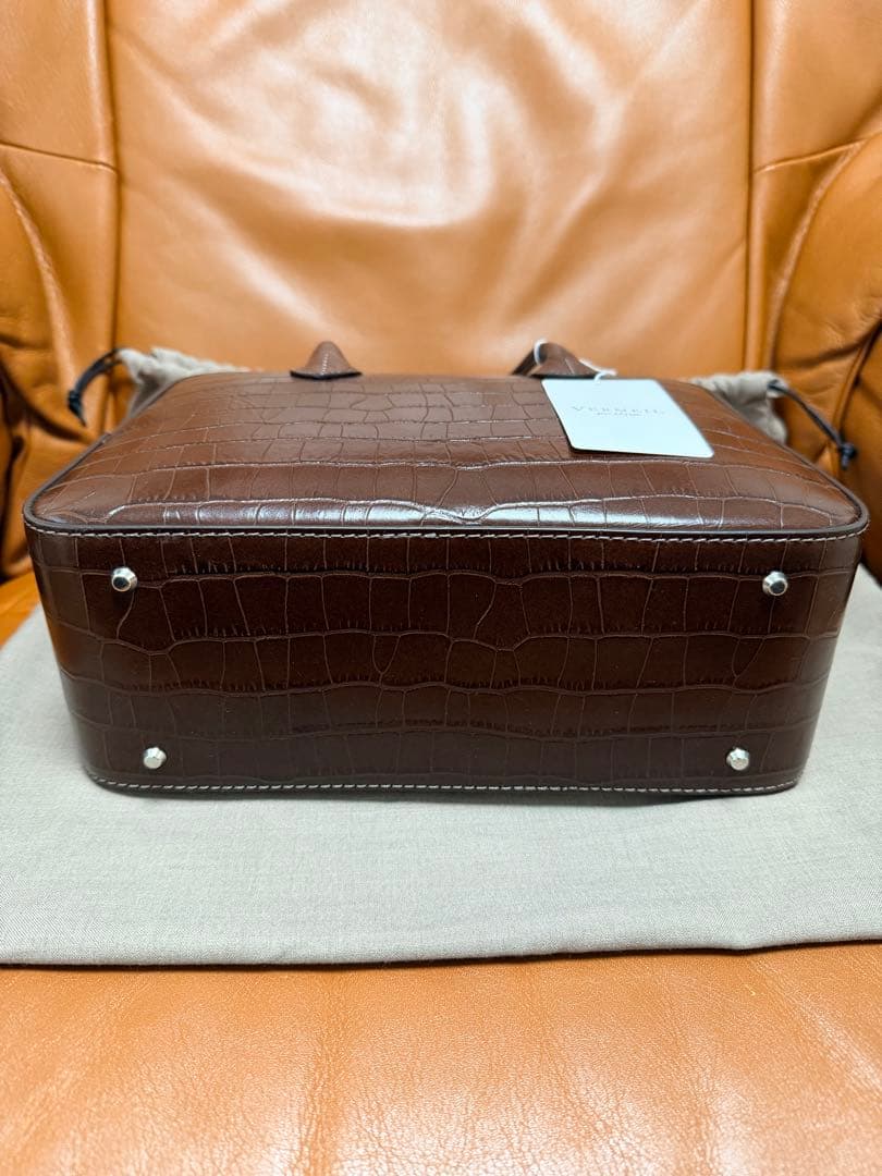 【新品未使用】MAISON CANAU ボックスボストンバッグＭ　ブラウン