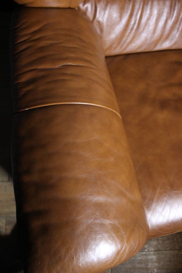 首都圏送無料〜LEATHER WORLD 本革張り シングルソファ　ヴィンテージ
