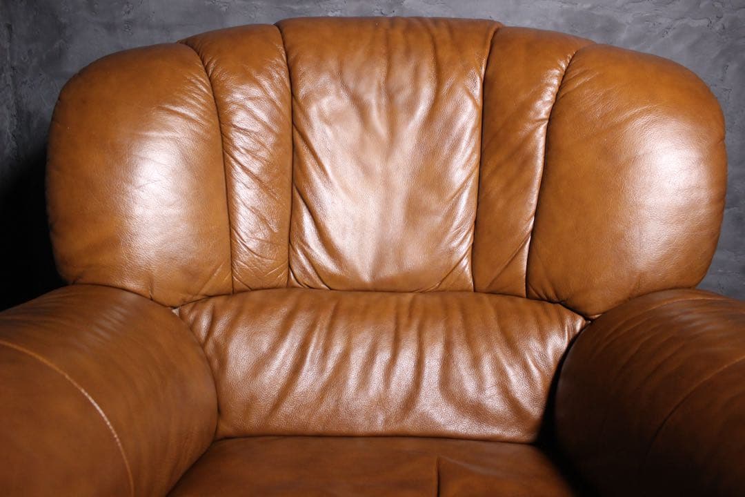 首都圏送無料〜LEATHER WORLD 本革張り シングルソファ　ヴィンテージ