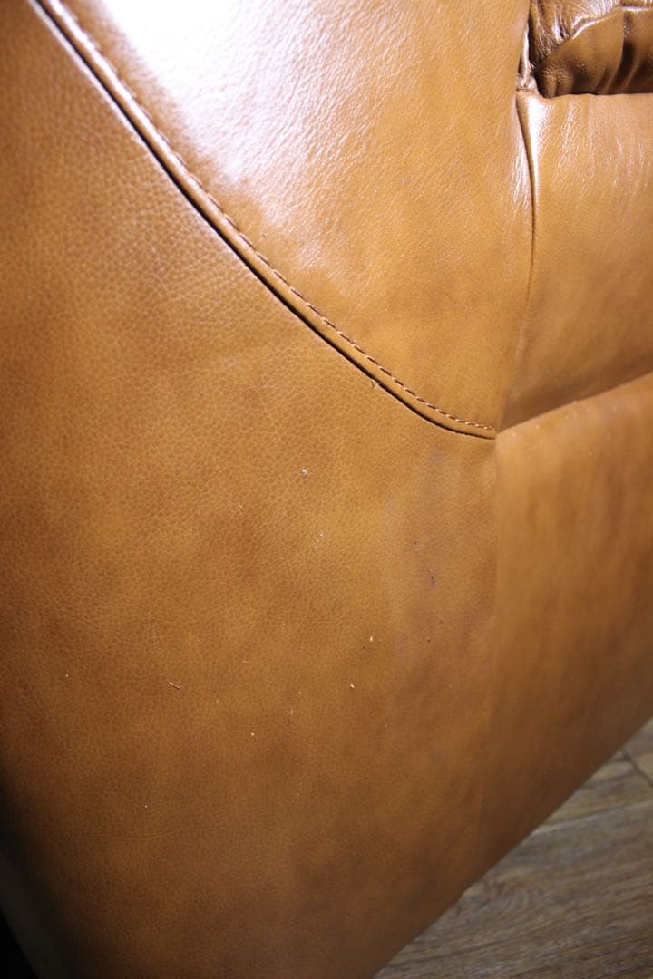 首都圏送無料〜LEATHER WORLD 本革張り シングルソファ　ヴィンテージ