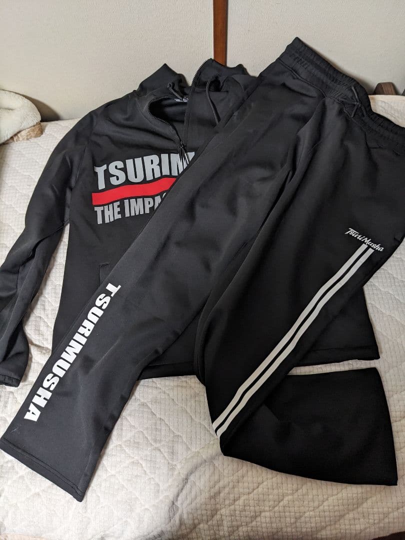 TSURIMUSHA フィッシングスーツ 上下セット ブラック4L