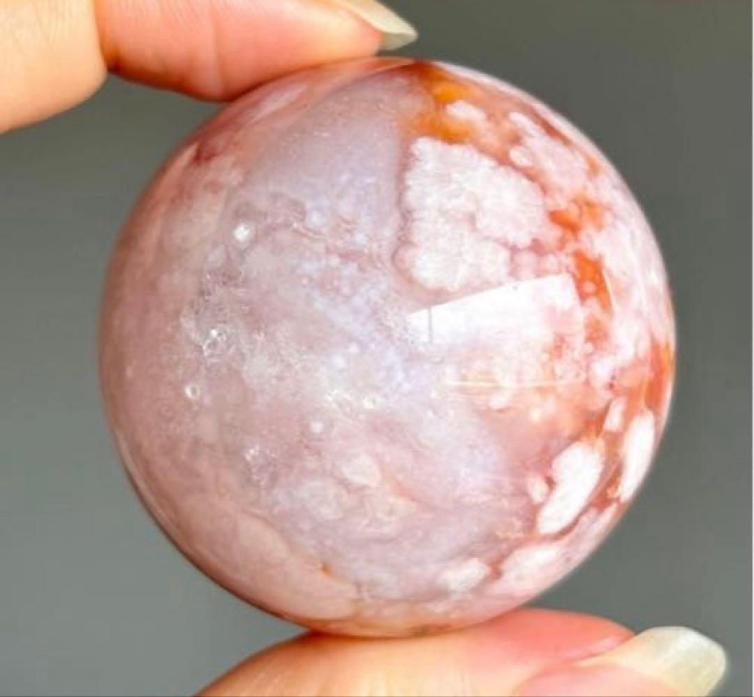 値下げ　レア　高品質　カーネリアン桜瑪瑙　スフィア　天然石　花