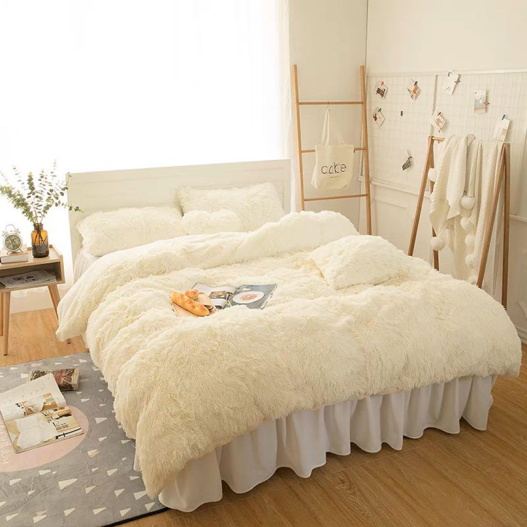 ふわふわモコモコあったか寝具カバーセット　セミダブルカバーセット（5色）