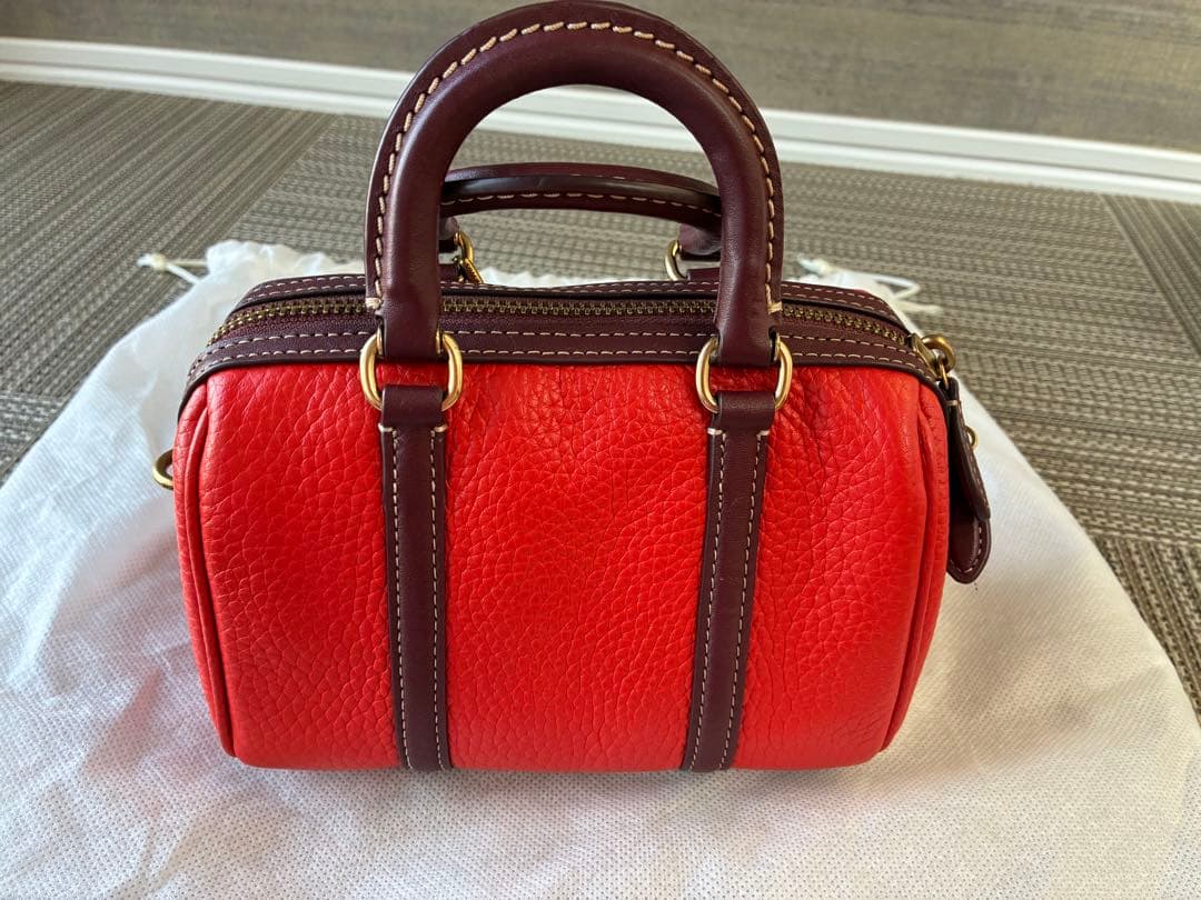 COACH オレンジ レザー ボストンハンドバッグ