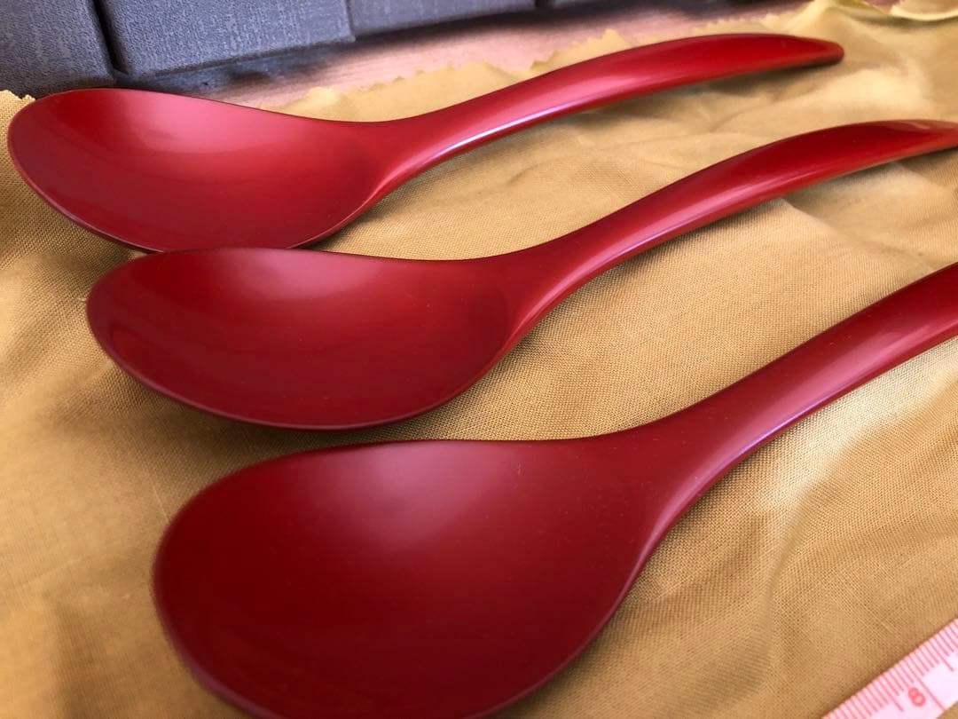 輪島塗　朱色スプーン3本セット