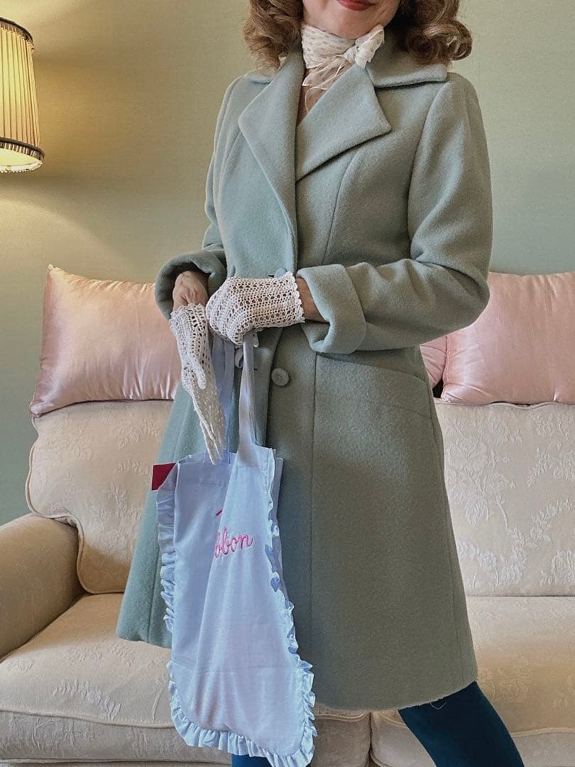 ティファニーブルーコート値下げしました！ブルーグレー　ウール100% グレー