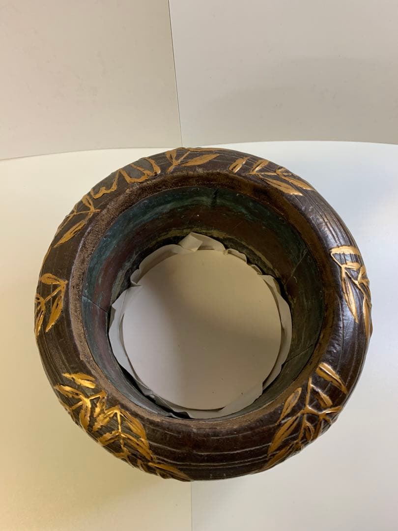 明治時代 伝統工芸品 菊花鳥蒔絵 螺鈿  時代物 古い火鉢