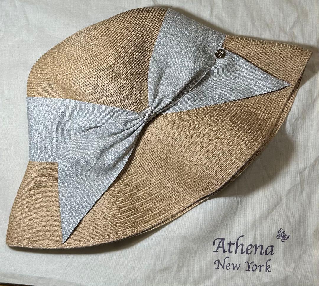 新品 Athena New York シルバーリボン リサコハット UV加工