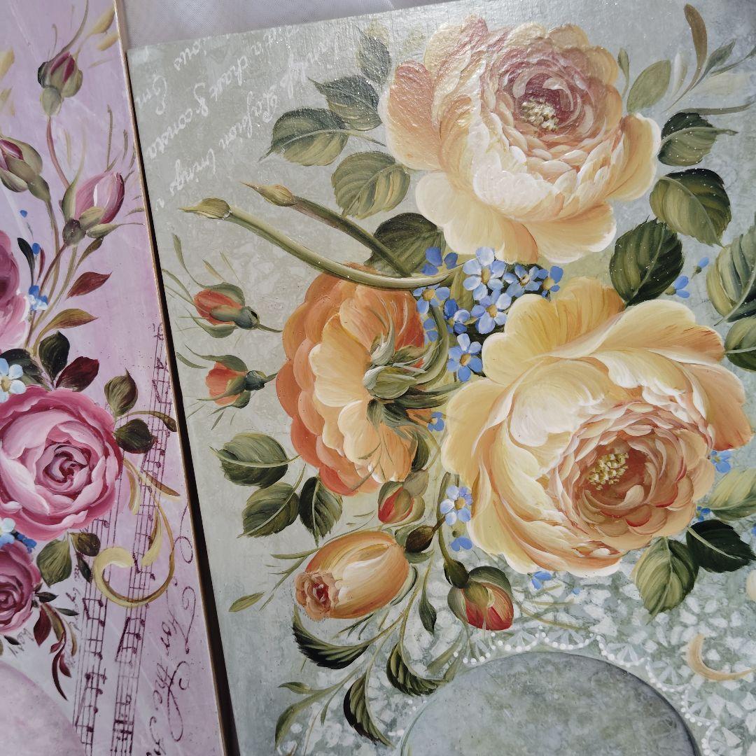 キティママ様♥トールペイント薔薇コースタートレイ2点