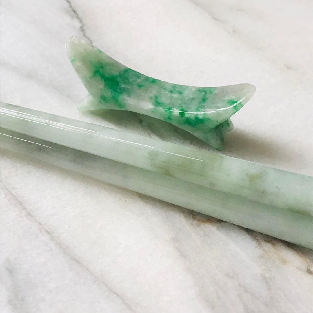 【O1190-001】翡翠　ミャンマー産　一点もの　インテリア　お箸　箸立て