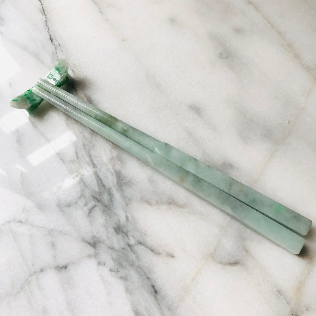 【O1190-001】翡翠　ミャンマー産　一点もの　インテリア　お箸　箸立て