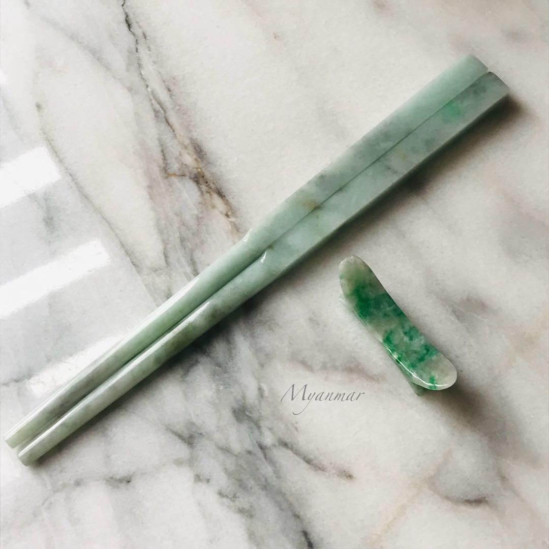 【O1190-001】翡翠　ミャンマー産　一点もの　インテリア　お箸　箸立て