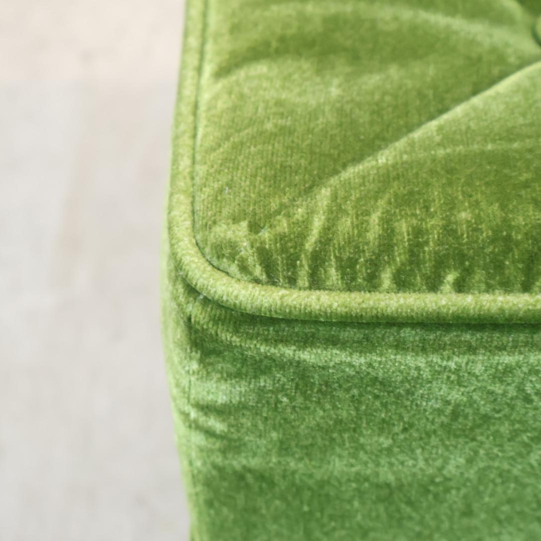 Karimoku60 モケットグリーン オットマン スツール レトロモダン