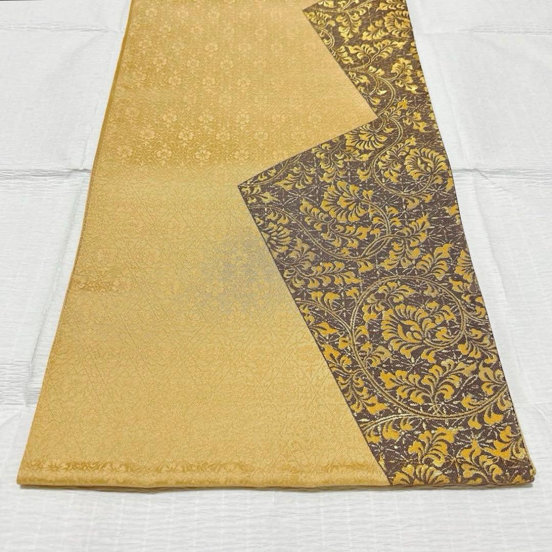 梅垣織物　袋帯　松皮取唐花文　西陣織　正絹　金糸　逸品