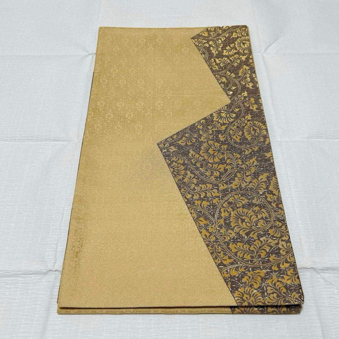 梅垣織物　袋帯　松皮取唐花文　西陣織　正絹　金糸　逸品