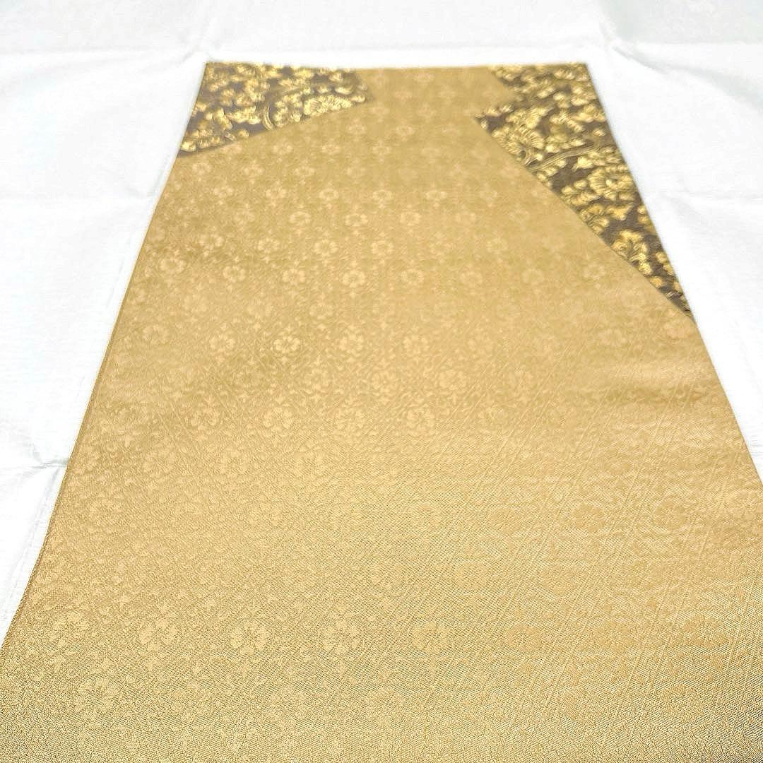 梅垣織物　袋帯　松皮取唐花文　西陣織　正絹　金糸　逸品