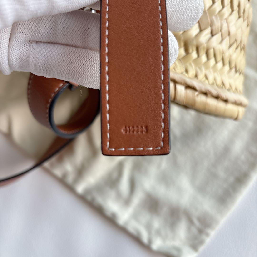 極美品 ロエベ LOEWE バスケットバッグ スモール カゴ アナグラム 茶