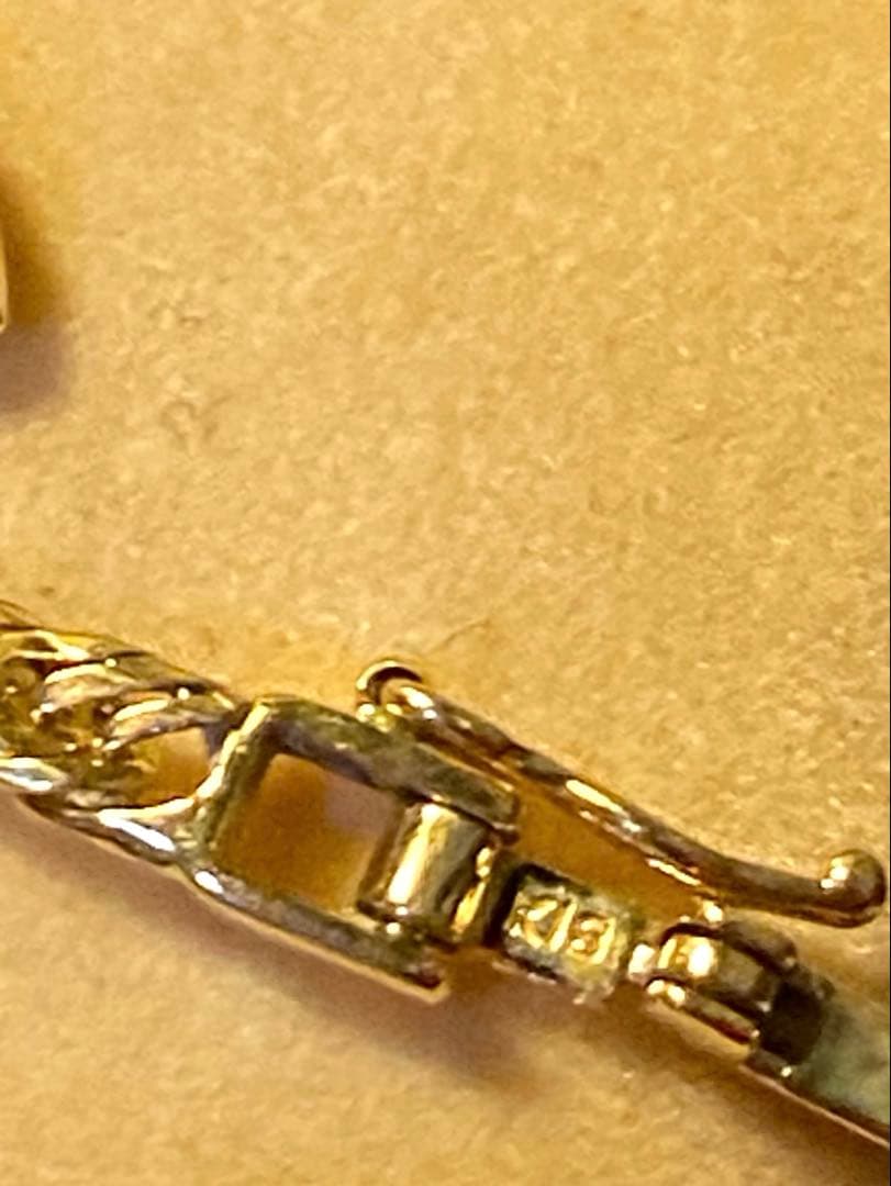 K18 YG 喜平8面トリプル　ハートチャーム付き　ブレスレット