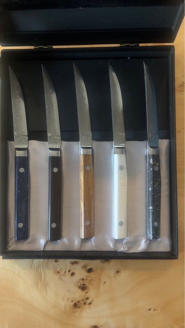 高村刃物異なるデザインの5本×2セットの10本セットステンレス刃と木製ハンドル。