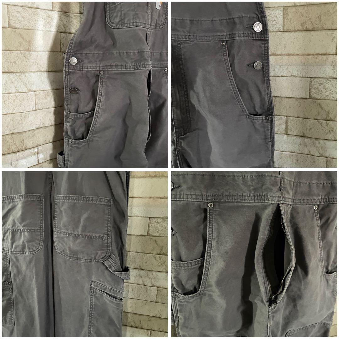 カーハート オーバーオール ダブルニー 刺繍 グレー 32×34