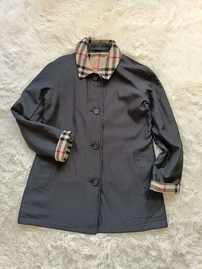 美品　 バーバリーロンドン　ノバチェック　リバーシブル　ジャケット コート　毛