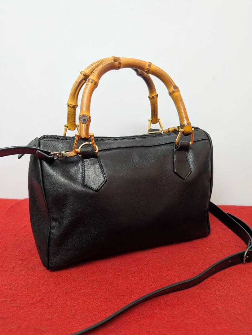 美品 極希少！Gucci バンブー レザーハンドバッグ ボストンバッグ 2way