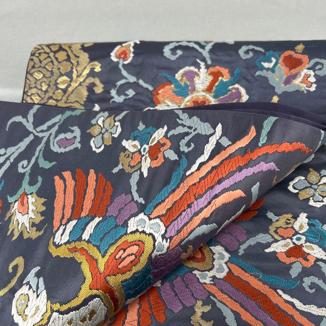 【ペルシャ　更紗文】高級絹製 袋帯 鳳凰と花柄0123