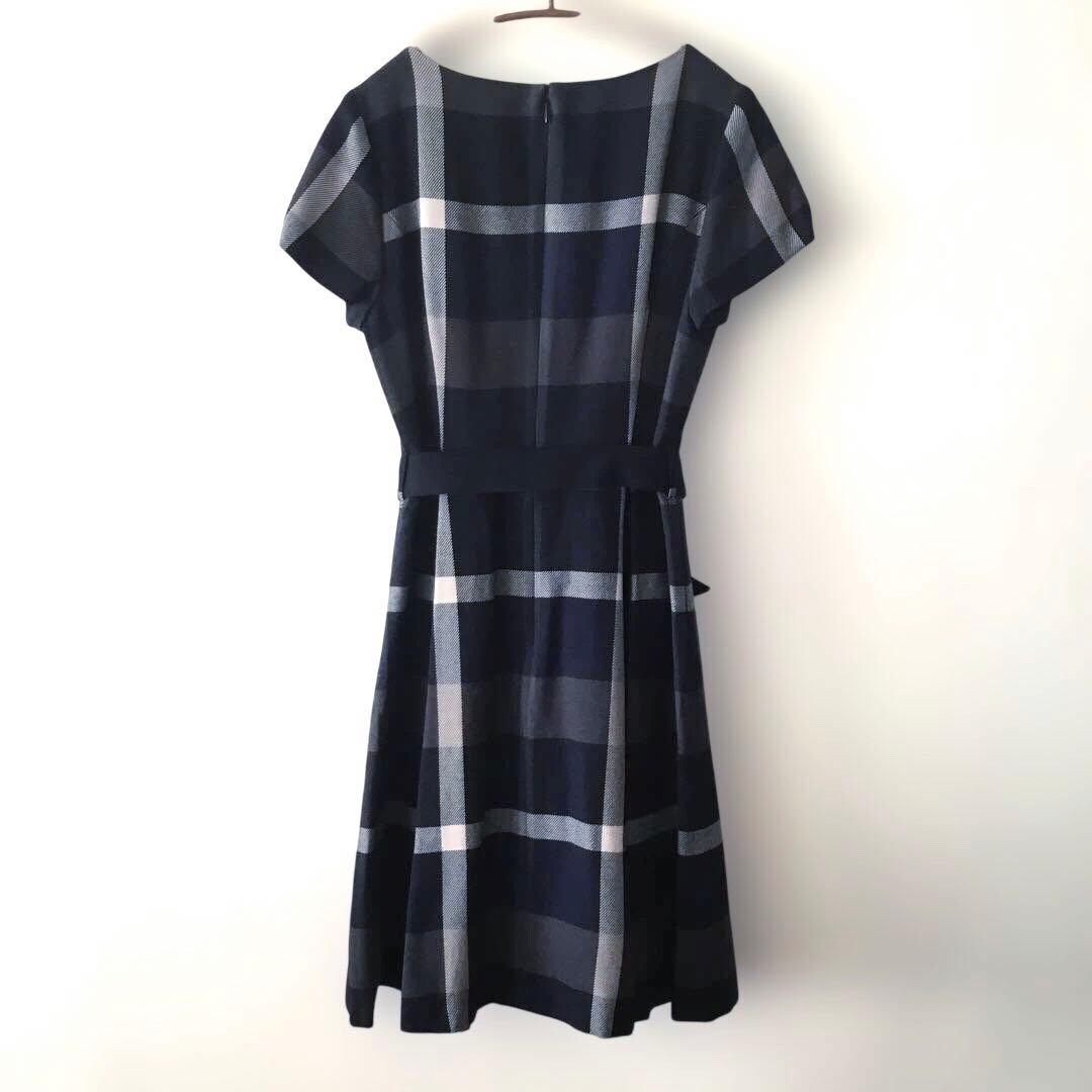 ブルーレーベル　半袖ワンピース　ネイビー系チェック　38 M