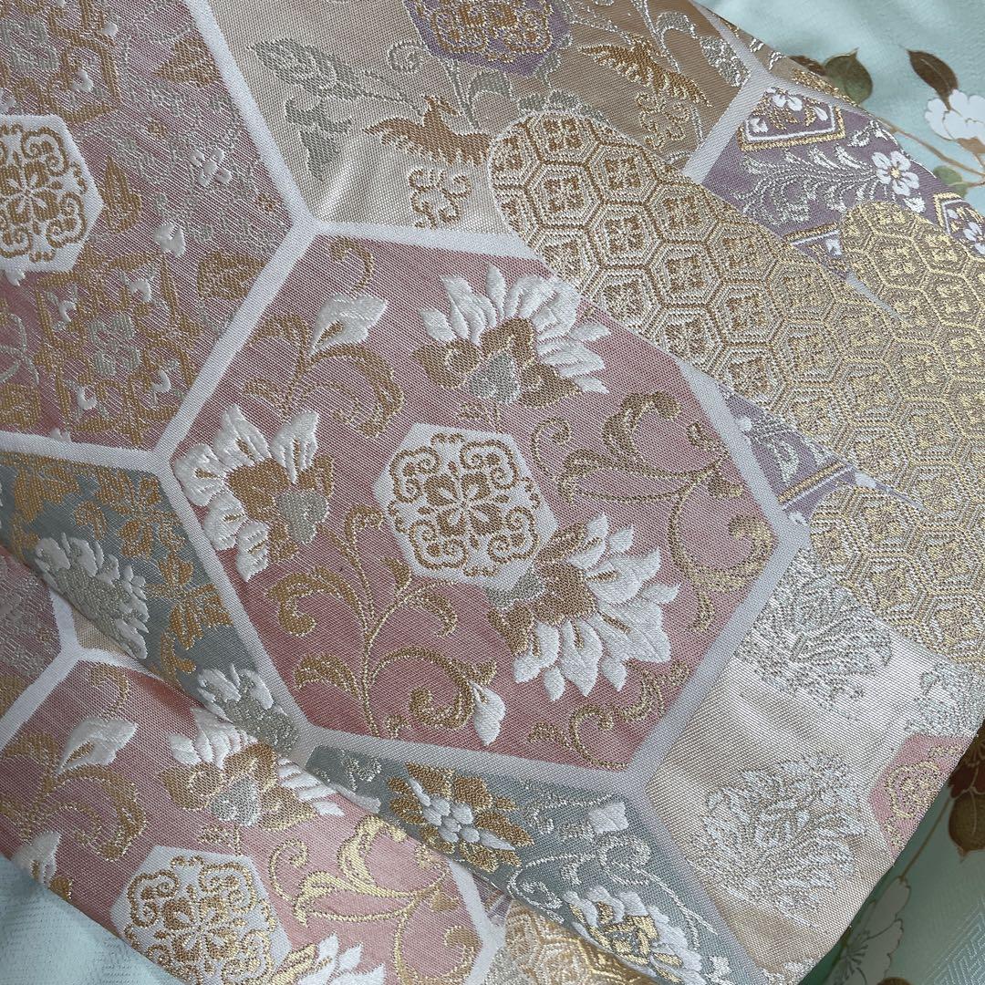 訪問着　フルセット　桜の木　花筏　綸子　入学式　卒業式　春めく　着物　Q5