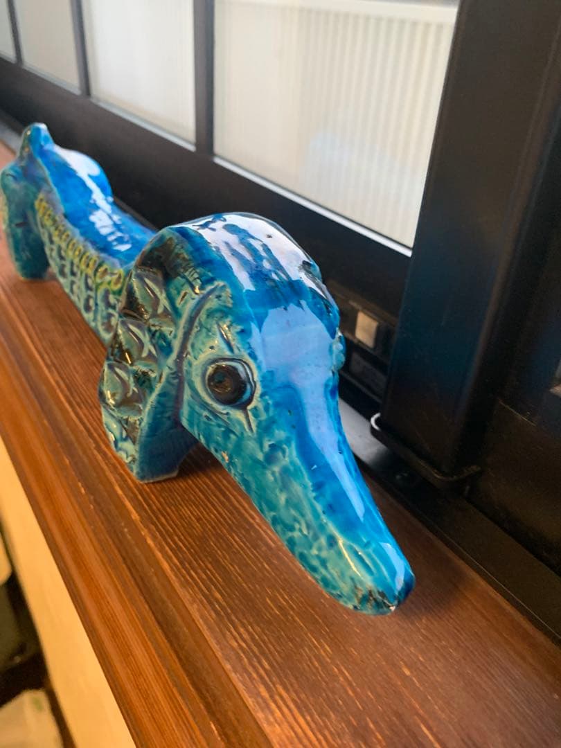 FLAVIA 陶器オブジェ 青 犬と花瓶のセット