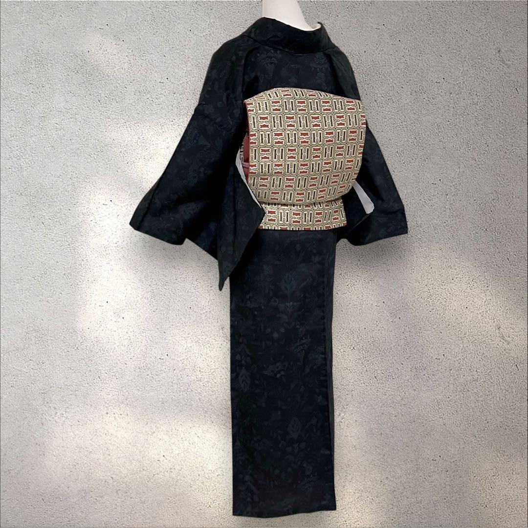 so271 洗える着物 大島紬風 小紋フルセット 身丈155裄丈64.5