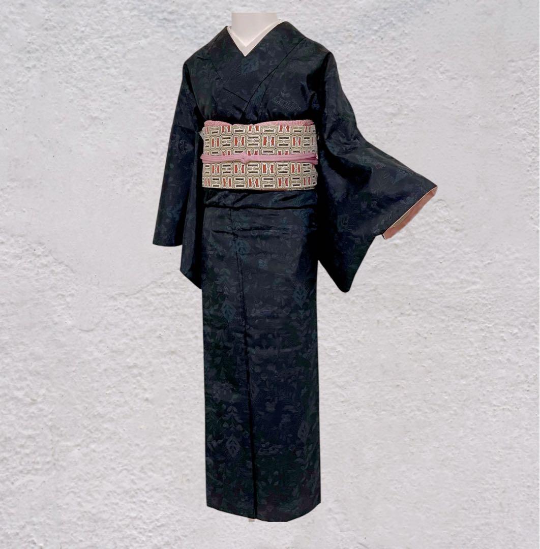 so271 洗える着物 大島紬風 小紋フルセット 身丈155裄丈64.5