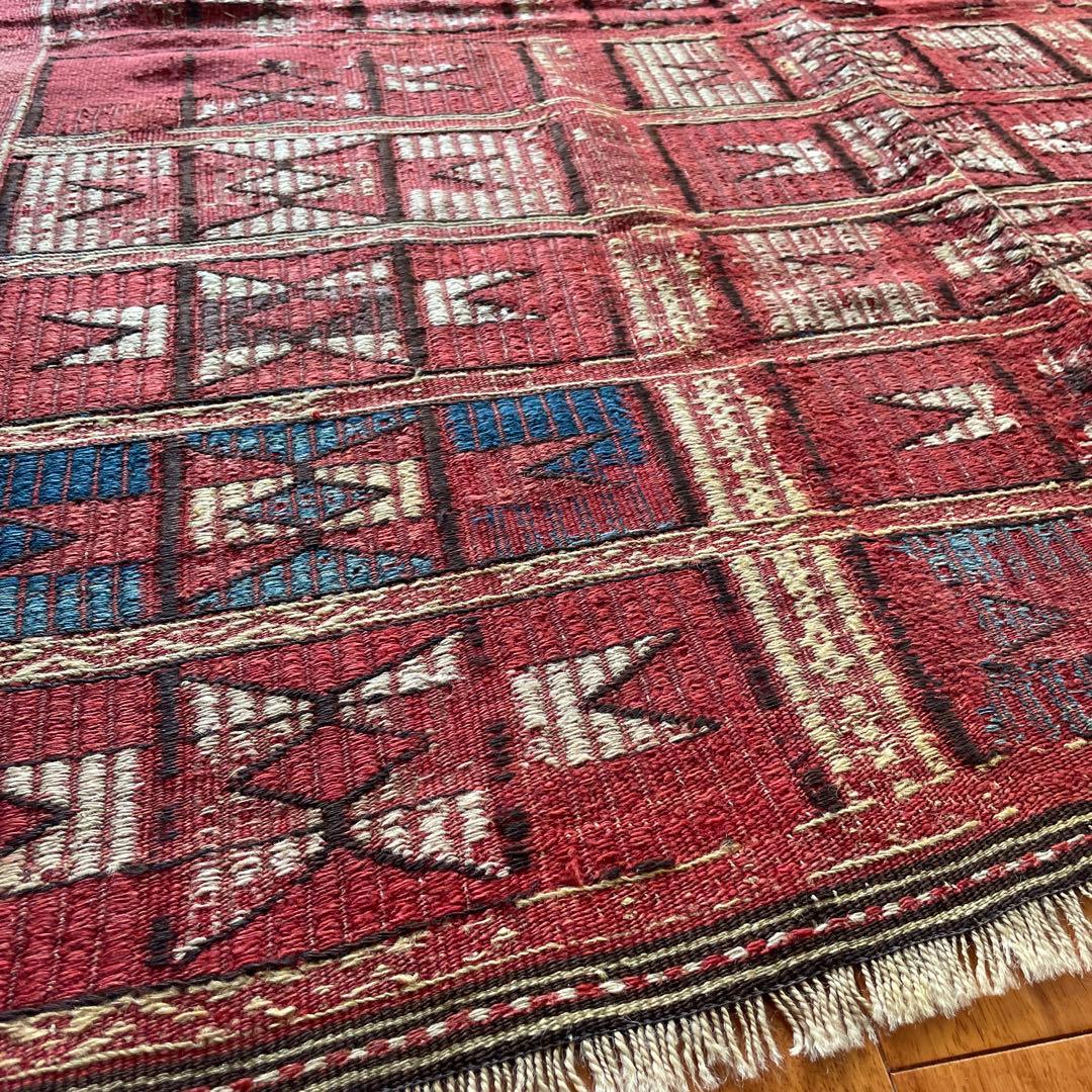 【最終値下げ】キリム　幾何学模様ラグ 約140cm x 170cm