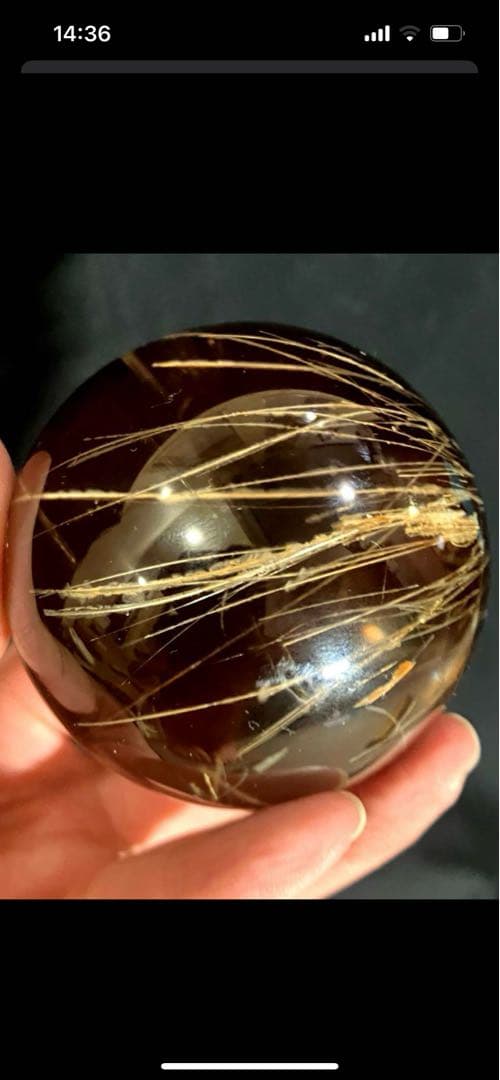 超大玉　64mm 371g ゴールドルチルクォーツ　スフィア　金針水晶