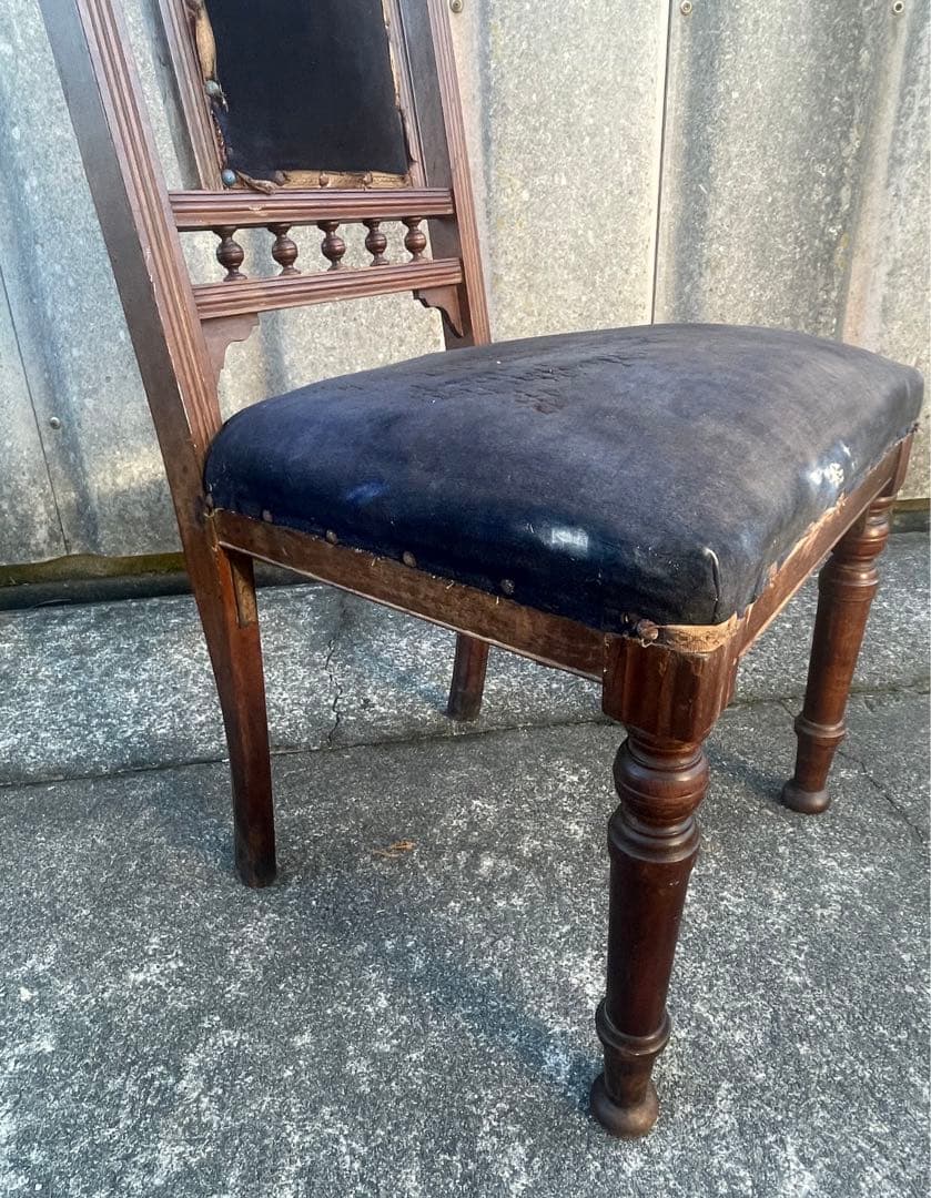 アンティーク/英国/イギリス製/サロンチェア/ダイニングチェア/椅子/ベロア