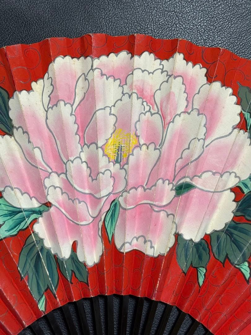 扇子　32cm 中啓　鬼扇　赤地一輪牡丹図　仕舞扇　能楽　舞踊　衣装　着物