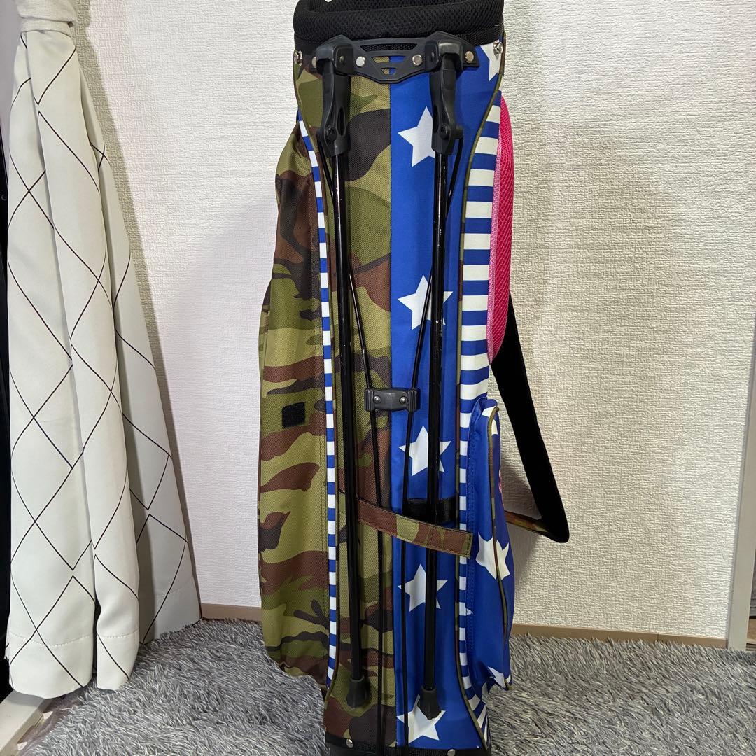 ダンスウィズドラゴン キャディバッグ スタンド式 4分割 軽量モデル 迷彩 星柄