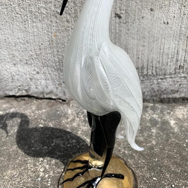 Salviati｜murano/ムラーノ｜ガラスオブジェクト｜白黒｜鳥｜